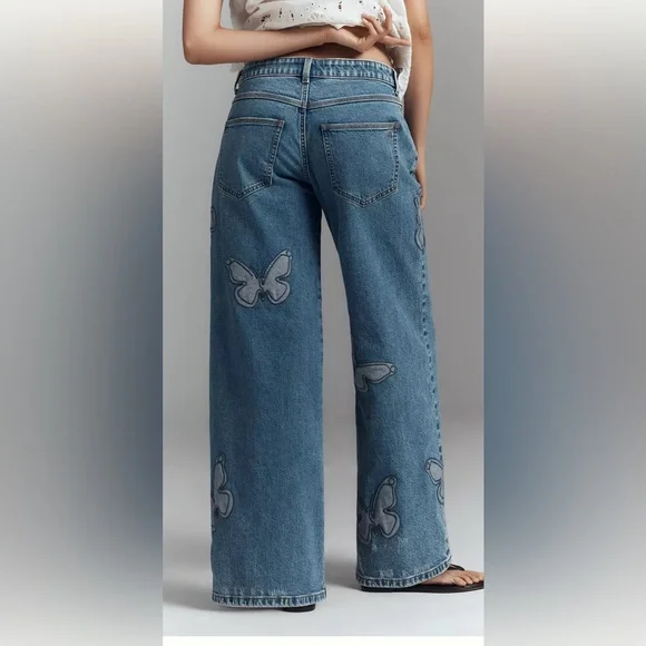 Pilcro butterfly low slung wide leg jeans online. - Picture 4 of 8